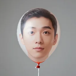 an inflated balloon with a human face, studio photography, 8 k, high quality