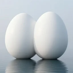 2 0 white egg shaped spheres are overlapped and fused to form a parametric building, which is designed by antti lovag on the calm water surface