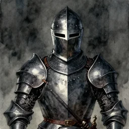 portrait of a black knight, dark fantasy, watercolor, by yoshikata amano