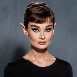 portrait of a dungeons and dragons elf who looks like audrey hepburn by ralph horsley, rossdraws, matte painting, artstation, on stylized background, masterpiece, highly detailed