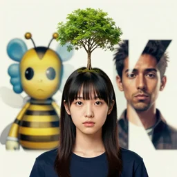a person with a little tree growing out of the head, beeple and james jean, aya takano color style, 4 k, super detailed, modern, 4 k, symmetrical