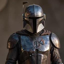 photo of rowan atkinson in mandelorian armor, high res, realistic, high detail