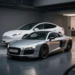 photo of an audi r 8 mixed with a tesla model s, cinematic