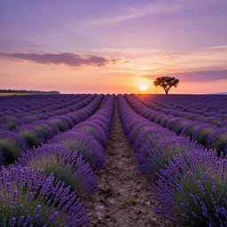 lavender fields with a beautiful sunset