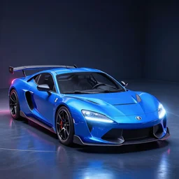 a blue sportscar neon lights. highly detailed
