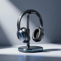 wireless headphone stand, futuristic, techno, cyberpunk, product design, render, concept, fun