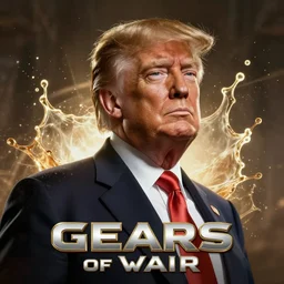 Portrait of Donald Trump in Gears of War,  amazing splashscreen artwork, splash art, head slightly tilted, natural light, elegant, intricate, fantasy, atmospheric lighting, cinematic, unreal engine