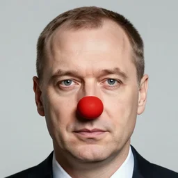 dmitry medvedev face is recognizable, dmitry medvedev is cryptkeeper from tales from the cryptkeeper, awe face, wearing red clown nose, toothless horror macabre face, by donato giancola and greg rutkowski and wayne barlow and zdzisław beksinski, realistic face, digital art