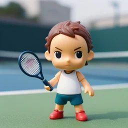 rafael nadal! as nendoroid, background is tennis court, kodak film