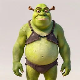 portrait of shrek in bikini, au naturel, hyper detailed, digital art, trending in artstation, cinematic lighting, studio quality, smooth render, unreal engine 5 rendered, octane rendered, art style by klimt and nixeu and ian sprigger and wlop and krenz cushart.