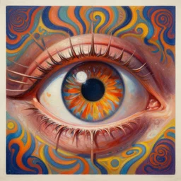 biomechanical eye, symmetrical, concept art, intricate detail, volumetric shadows and lighting, realistic oil painting, 1 9 7 0 psychedelic soviet poster,