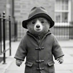 paddington bear as james bond monochrome