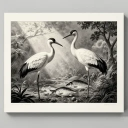 escher print of storks and fish