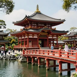 japanese temple, bridge, waterside, digital art, irina french, heraldo ortega, mandy jurgens golden ratio,, award winning, masterpiece, trending on artstation, 8 k 1 5 0 mpx