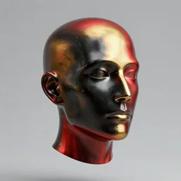 a head made out of melting metal, it is of black and golden and red color, it is wearing sunglasses and a hat, there are flowers all around it, vogue cover style, greg rutkowski style