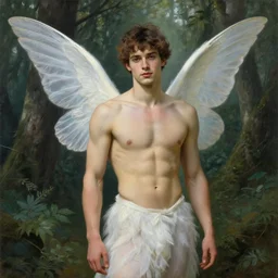 attractive male fairy with wings in the forest, posing. highly detailed painting by gaston bussiere, craig mullins, j. c. leyendecker, 8 k
