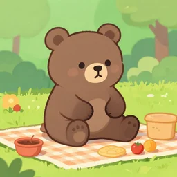 cute brown bear at a picnic