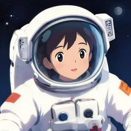 portrait of a young astronaut girl floating in space, colorful, cute face by ilya kuvshinov, yoshinari yoh, makoto shinkai, katsura masakazu, dynamic pose, mads berg, kyoani, rounded eyes, halftone shading, christopher balaskas, dithered illustration, anime poster, anime visual