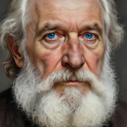 Old man, blue eyes, bushy white beard, digital painting, lots of details, extremely detailed, 4k, intricate, brush strokes