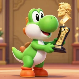 photo of video game yoshi accepting nobel prize, highly detailed