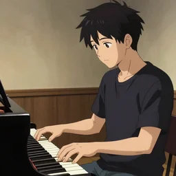 A handsome anime boy playing the piano, Kyoto Animation