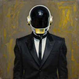 an oil painting of Daft Punk