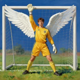 goal keeper with wings, rennasainse painting