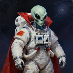 alien space dracula astronaut, digital render painting, oil on canvas, 8 k