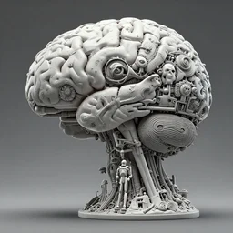 a statue constructing a mind / brain piece by piece, highly detailed, artstation, smooth, sharp focus, clean shaped illustration by hyper ornated maximalist and overdetailed, by kim jung gi, andrei riabovitchev, tomasz alen kopera, luminokaya. influenced by, giger and peter gric