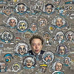 elon musk and bill gates and einstein swim together. perfect faces.