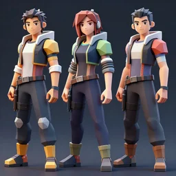 3d low poly model set of heroes in cyberpunk, toon shading, trending on artstation beautiful and sophisticated