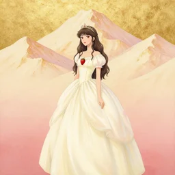 the lone princess in the strawberry cream mountains. gouache and gold leaf by the award - winning mangaka