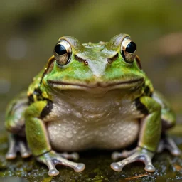 portrait of a frog with chrome eyes