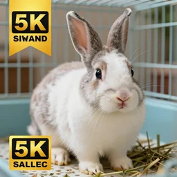 photograph of a cute rabbit in its cage. extremely detailed. beautiful. 4 k. award winning.