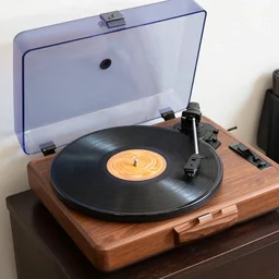 a record player playing a piece of baloney instead of a record