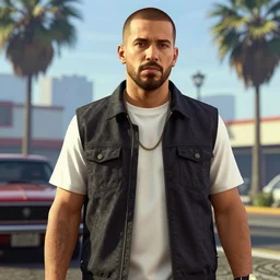 Felipe Neto in GTA V, cover art by Stephen Bliss, artstation, no text