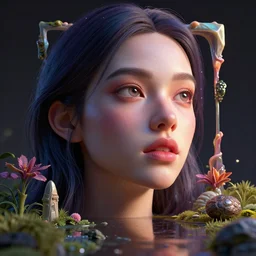 mysterious charismatic beautiful expressive female face portrait looking askew. trending on artstation. photoshop octane blender 3 dsmax render. nvidia demo. amd demo. graphics. raytracing. reflection. rule - of - thirds. harsh lighting. aesthetic. inventive. artful colors. inventive framing. creative subject positions. gorgeous lighting. intriguing scenery. fascinating scenario.