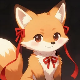 a cute anthropomorphic fox girl wearing red ribbons. artstation, pixiv, furaffinity. digital artwork of a fursona. furry manga style drawing