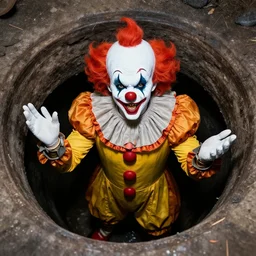 photo of a killer clown in the sewer