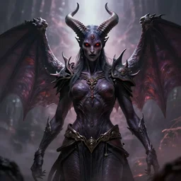 ancient horned androgynous god of malice inspired by Slaanesh and Sephiroth, epic portrait by Greg Rutkowski and Ross Tran, ultra detail, 4k, 8k, HDR, trending on ArtStation
