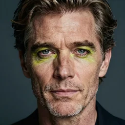 a close - up portrait photo of willem dafoe frog fly by erwin olaf, make - up art and styling by takahashi murakami