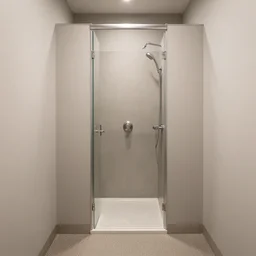 carpeted!!!!!!!!! public bathroom shower with saturation, liminal space, award - winning photograph