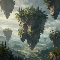 alien landscape, floating islands, 8 k uhd, unreal engine, octane render in the artstyle of kuindzhi