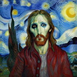 Vincent van Gogh painting of Jesus Christ as a member of the band slipknot, very detailed, hyper realistic