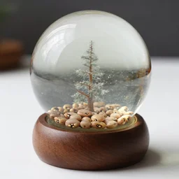 photo of a snow globe full of beans