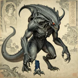 dungeons and dragons beholder, highly detailed, artstation, in the style of moebius, jugendstil and classic japanese print, art by rene magritte and jean delville