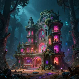 a beautiful hyperdetailed rendering of building house plan by claude lorrain, neon noir dramatic lighting forest liberty city apocalyptic uv light magic realism sci - fi matte painting galactic bioshock desert scumm bar hyperrealism tron rainforest vaporwave poppy, archdaily, wallpaper, highly detailed, trending on artstation.