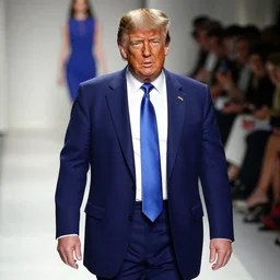 donald trump as zoolander on the catwalk, film still, blue steel