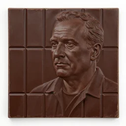 dark chocolate relief of like till lindemann, dark chocolate painting, made of chocolate relief, 8 k resolution, professional photo of chocolate relief of