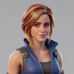 textured film grain subsurface scattering fashion model face squinting emma watson as a fortnite character cgsociety octane render unreal engine redshift render art by J. C. Leyendecker and norman rockwell trending on artstation trending on artstation render blender behance cg superhero